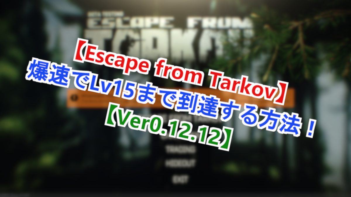 Ver0 12 12 初心者でも爆速でレベル15まで上げてフリマ開放するには タルコフ Eft だるキャン